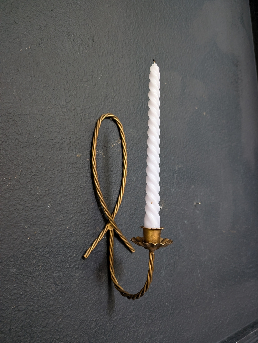 Vintage Gold Hollywood Regency Metal Braided Wall sconce candle holder 12" x 4"